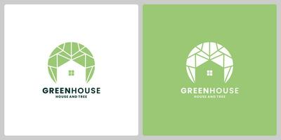 green city logo design. abstract leaf with house combine vector