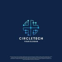 world technology logo design. abstract logo for technology. circle and circuit connection concept vector