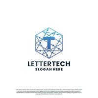 creative letter T tech, science, lab, data computing logo design for your business identity vector