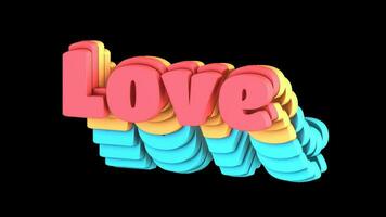 Motion graphic with the text 'love' and a looping animation video