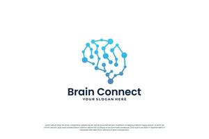 digital brain connection logo design. vector