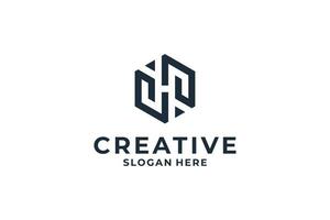 Abstract letter H logo design with creative Hexagon shape. vector