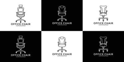 set idea office chair line art logo design template vector