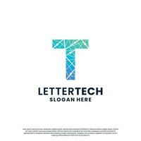 creative letter T tech, science, lab, data computing logo design for your business identity vector