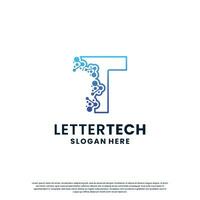 creative letter T tech, science, lab, data computing logo design for your business identity vector