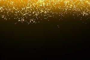 Abstract background. Golden rays of light with luminous magical dust. Glow in the dark. Flying particles of light. photo