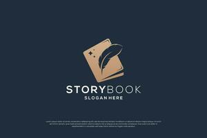 minimalist book logo design with golden color. vector