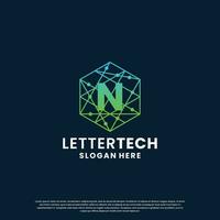 modern letter N logo design with gradient color for technology and science business company. vector