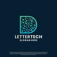 creative letter D tech, science, lab, data computing logo design for your business identity vector