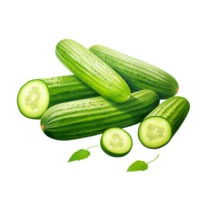 AI generated Cucumbers with transparent background. png