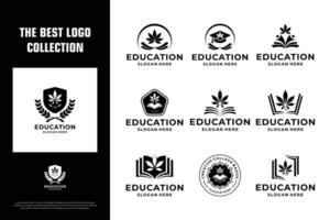 set of cannabis educational logo design with emblem concept. vector