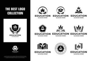 set of cannabis educational logo design with emblem concept. vector