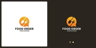 bubble chat with food element logo design for delivery food order. vector