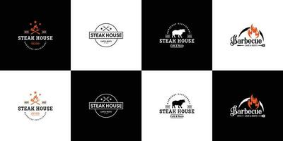 set of steak house badge logo design collection. vector