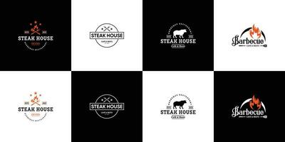 set of steak house badge logo design collection. vector