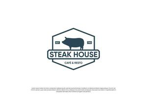 Steak house, butchery shop emblems logo design. vector