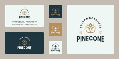 clean retro pine cone logo design vector with business card template