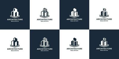 conjunto de creativo edificios arquitectura logo diseño inspiración vector