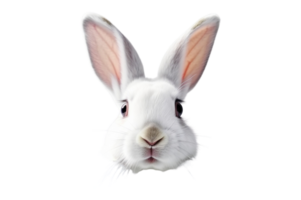 AI generated Happy white cute rabbit isolated on a transparent background. png