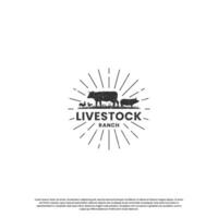 ranch and farm logo design vintage. livestock logo retro. vector