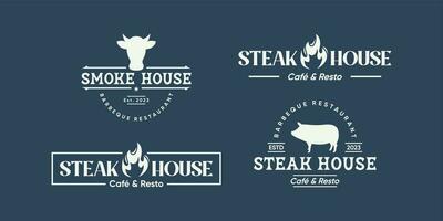 set of steak house badge logo design collection. vector