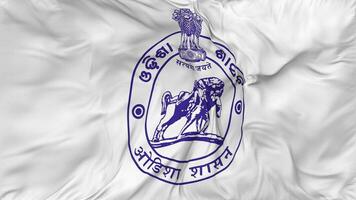 Emblem of Odisha Flags Seamless Looping Background, Looped Bump Texture Cloth Waving Slow Motion, 3D Rendering video