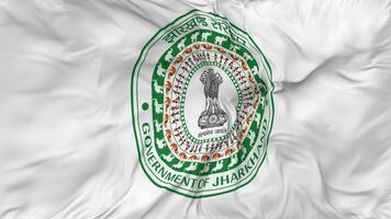 Emblem of Jharkhand Flags Seamless Looping Background, Looped Bump Texture Cloth Waving Slow Motion, 3D Rendering video