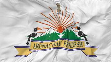 emblem av arunachal pradesh flaggor sömlös looping bakgrund, looped stöta textur trasa vinka långsam rörelse, 3d tolkning video