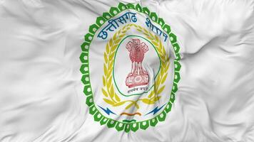 Emblem of Chhattisgarh Flags Seamless Looping Background, Looped Bump Texture Cloth Waving Slow Motion, 3D Rendering video