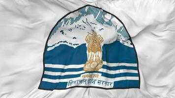 Emblem von Himachal Pradesh Flaggen nahtlos Schleifen Hintergrund, geloopt stoßen Textur Stoff winken schleppend Bewegung, 3d Rendern video