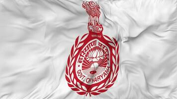 Emblem of Haryana Flags Seamless Looping Background, Looped Bump Texture Cloth Waving Slow Motion, 3D Rendering video