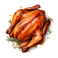 ai généré rôti poulet, transparent sur une transparent Contexte. png