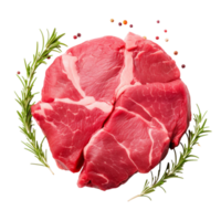 ai generado crudo carne de vaca cortar carne en un transparente antecedentes. png