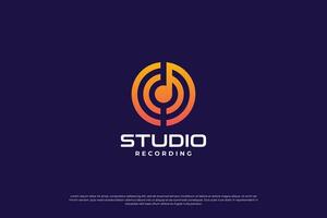 Music logo design. Studio recording, audio, sound icon template. vector