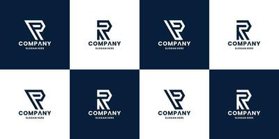 set of letter P R logo design modern monogram collections vector