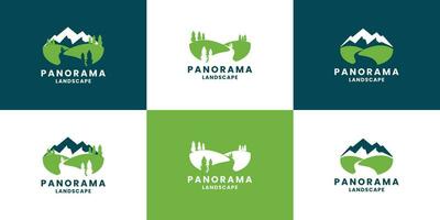 set of panorama mountain hill logo design inspiration vector