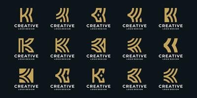 set of monogram initial K logo design with variation shapes. vector