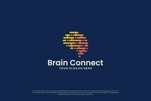 digital human brain connection logo design. vector