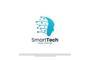 Future artificial intelligence logo design. Digital brain connection logo. vector