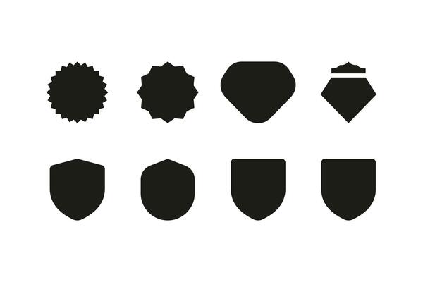 set of silhouette shape of badge, label, emblem. element badge template.