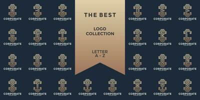 set alphabet A to Z pillar style monogram logo design template vector