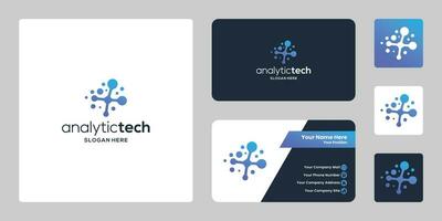 analytic tech logo design modern with business card design vector