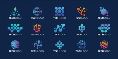 conjunto de resumen tecnología logo diseño. vector