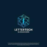 business letter I logo design for technology, lab, science, computing company vector