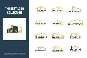 Set of creative word mark building architecture logo design vector