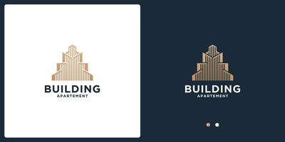 luxury building architecture logo design with golden color vector