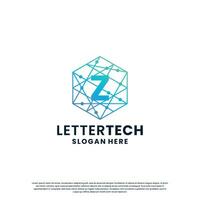 letter Z logo design for technology, science and lab business company identity vector
