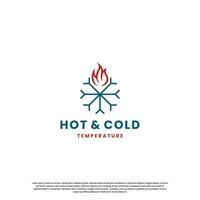 hot and cold logo design for temperature. snow and flame icon combination vector