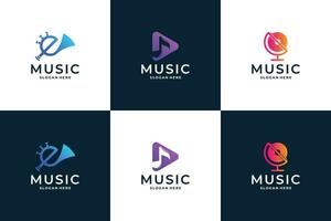 Set of Music logo design inspiration, icon music, symbol music template. vector