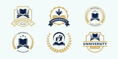 conjunto de universidad, academia y colegio logo diseño insignia. Universidad emblema modelo. vector